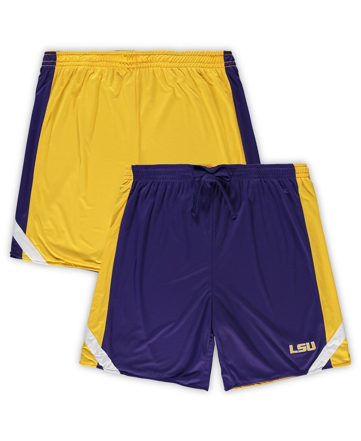 Mens Colosseum Purple/Gold LSU Tigers Big & Tall Team Reversible Shorts Product Image