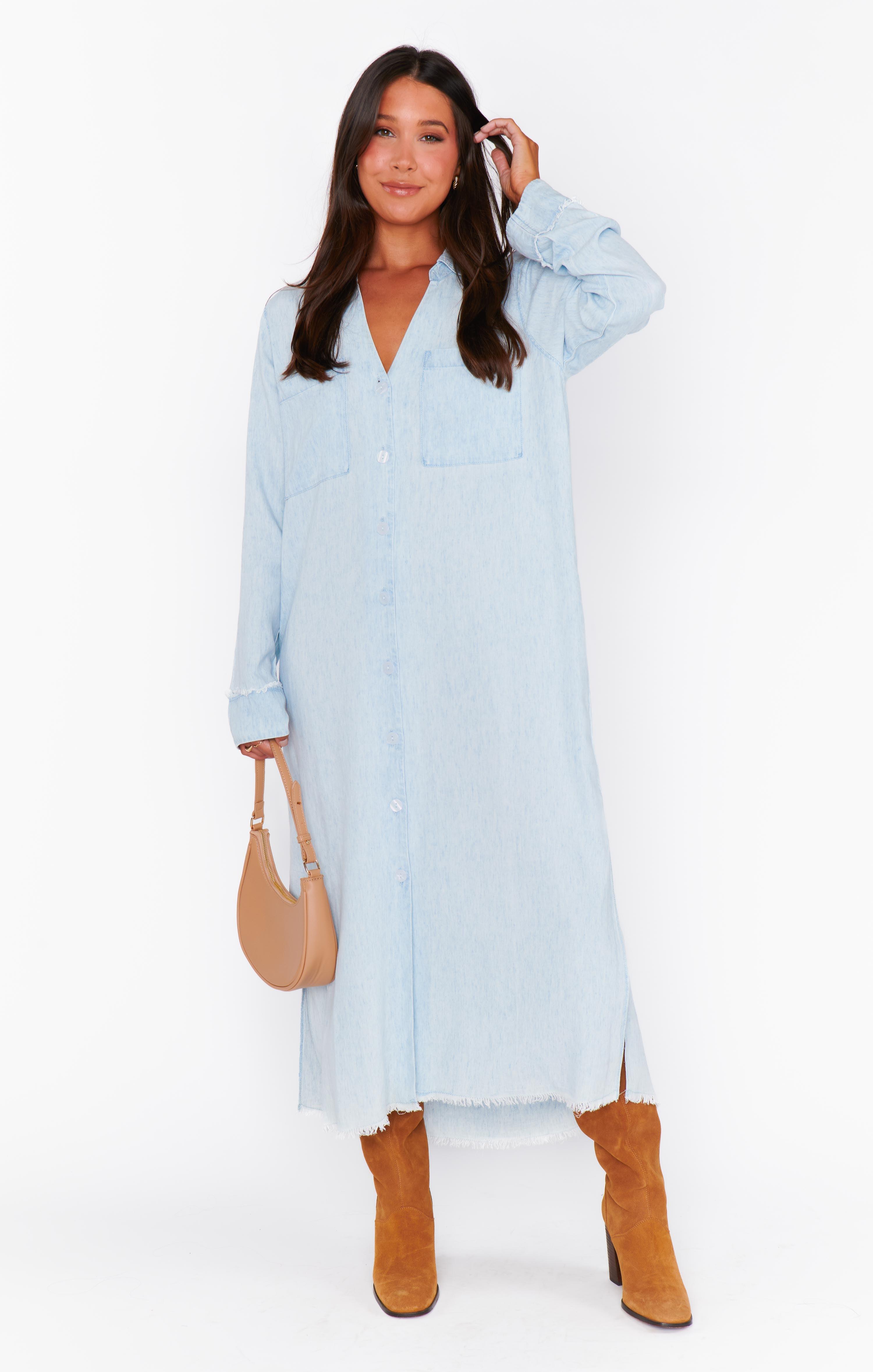 Wilmington Long Shirt Dress ~ Light Chambray Product Image