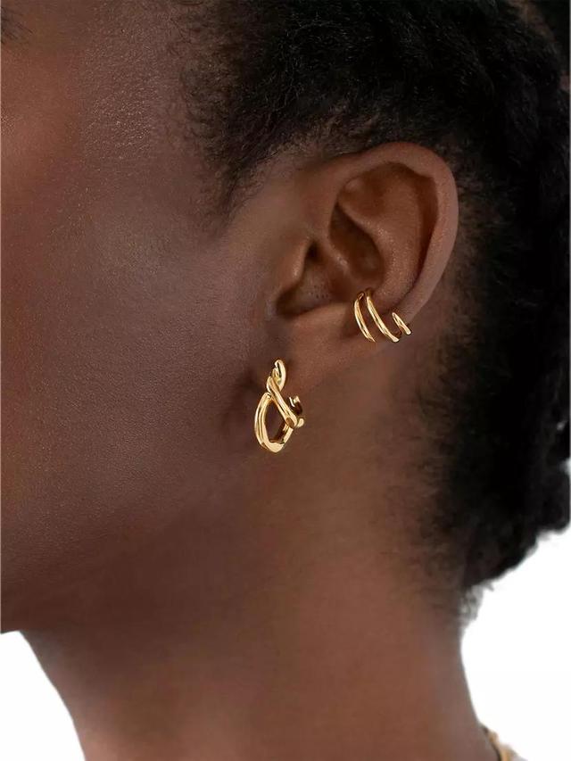 Molten 18K Gold-Plated Twisted Double Hoop Earrings Product Image