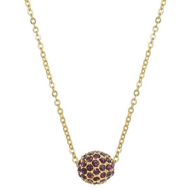 1928 Gold Tone & Purple Simulated Crystal Fireball Drop Necklace, Womens Product Image