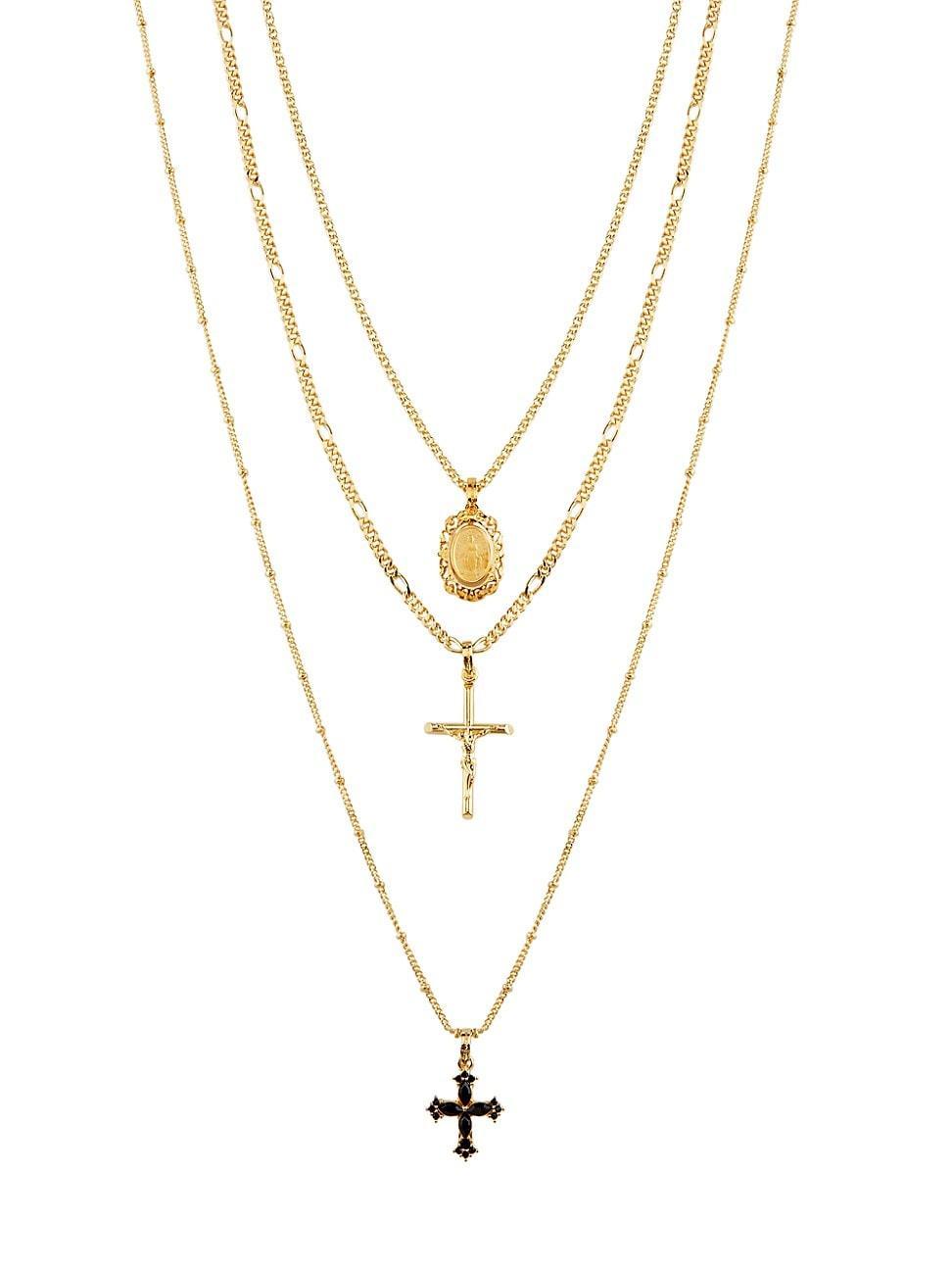 Womens Gold-Plated Layered Pendant Necklace Product Image