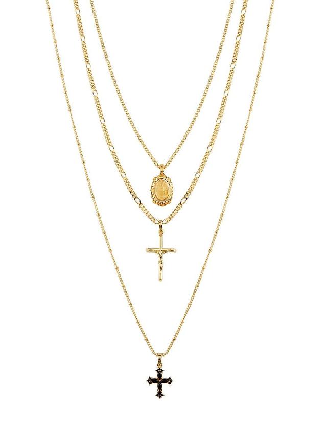 Womens Gold-Plated Layered Pendant Necklace Product Image