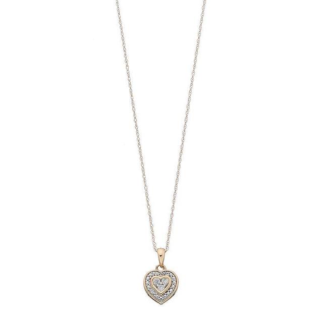 Celebration Gems 10k Gold 1/10 Carat T.W. Diamond Double Heart Pendant, Womens White Product Image