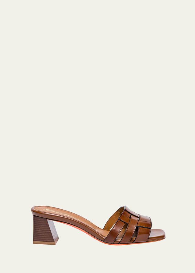 Venere Leather Block-Heel Mule Sandals Product Image