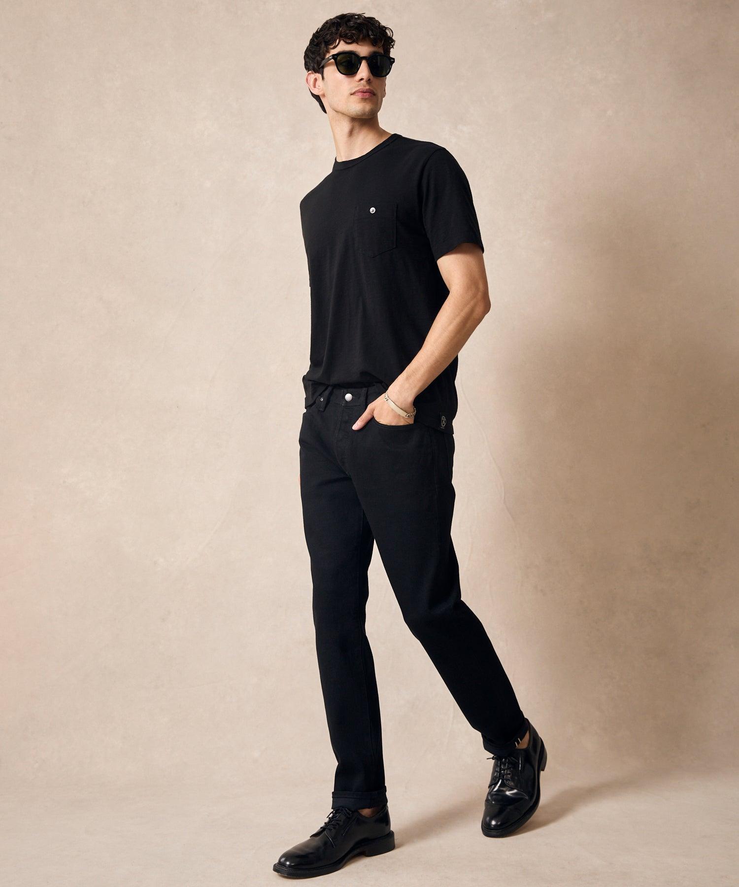 Slim Japanese Selvedge Stretch Jean in Black Wash Product Image