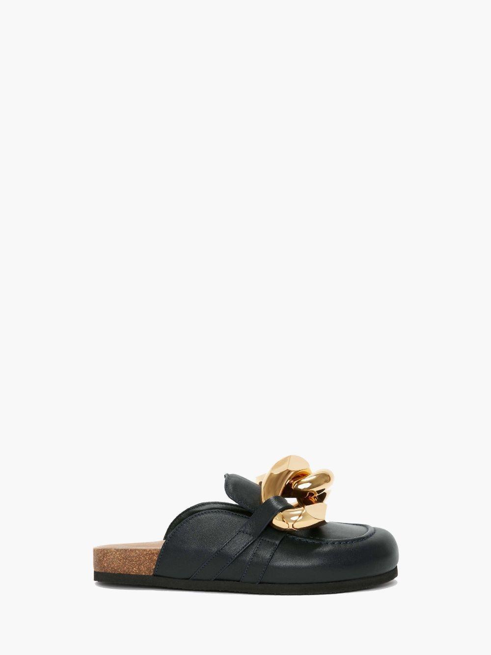 CHAIN LOAFER LEATHER MULES in blue | JW Anderson US  Product Image