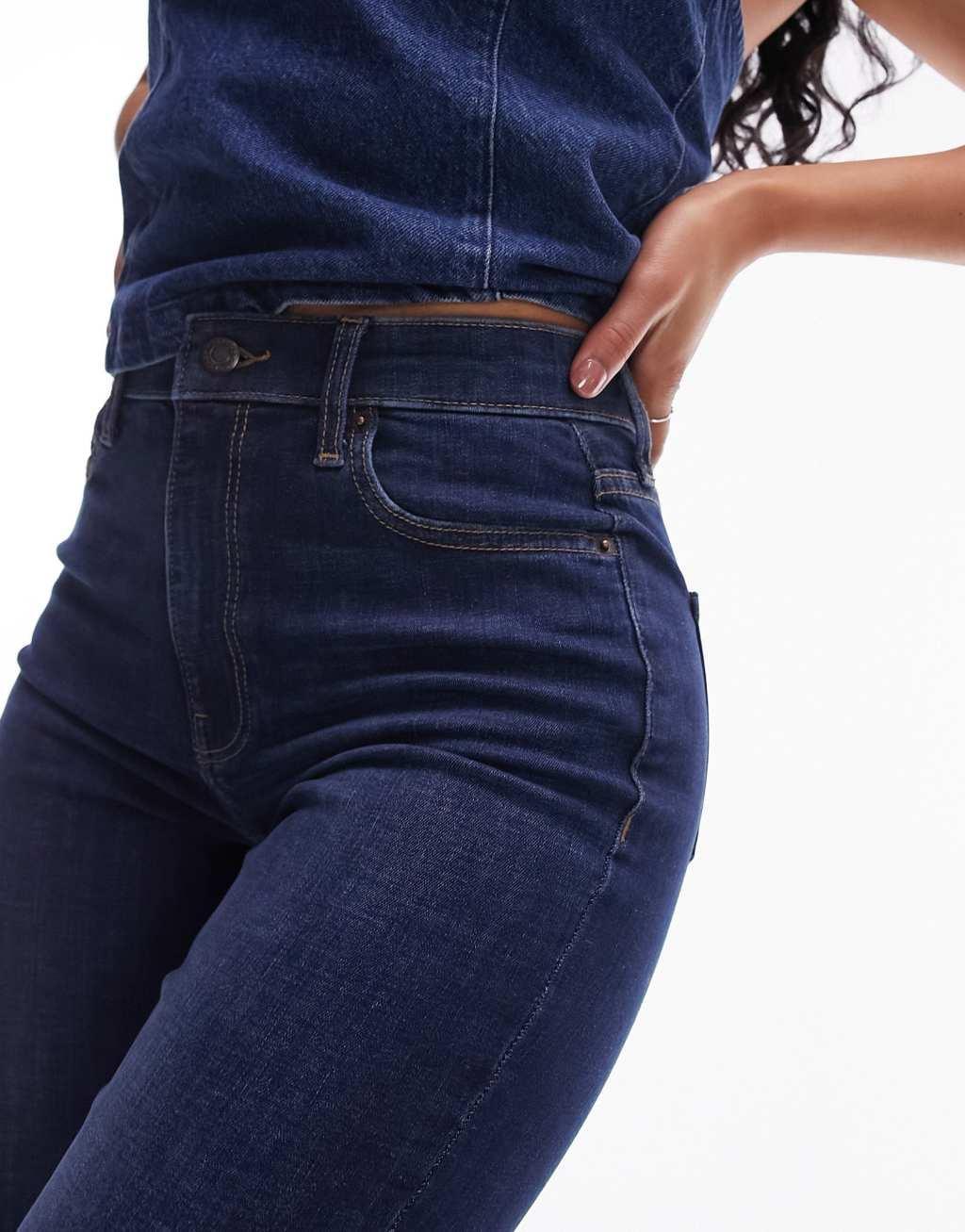 Topshop Hourglass high rise Jamie flare jeans in rich blue  Product Image