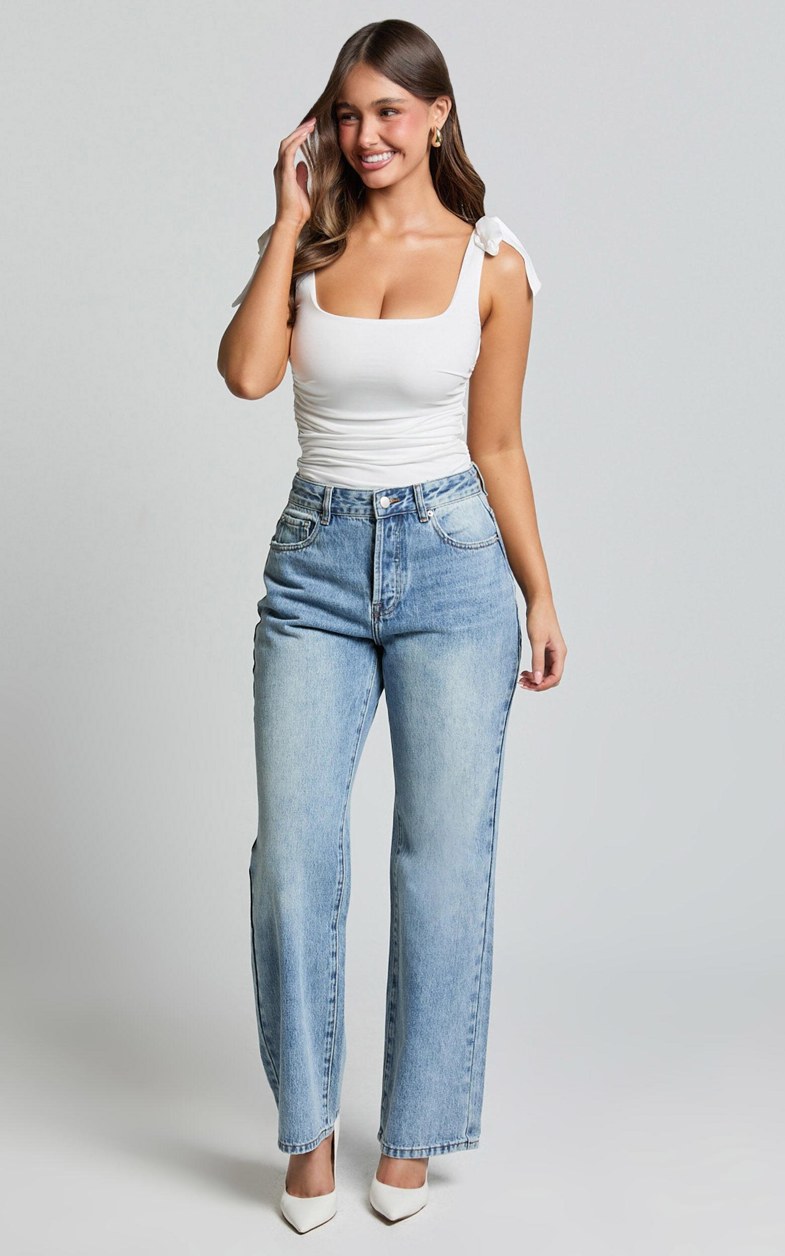 Bowie Jeans - Mid Rise Recycled Relaxed Denim Jeans in Light Blue Wash Product Image