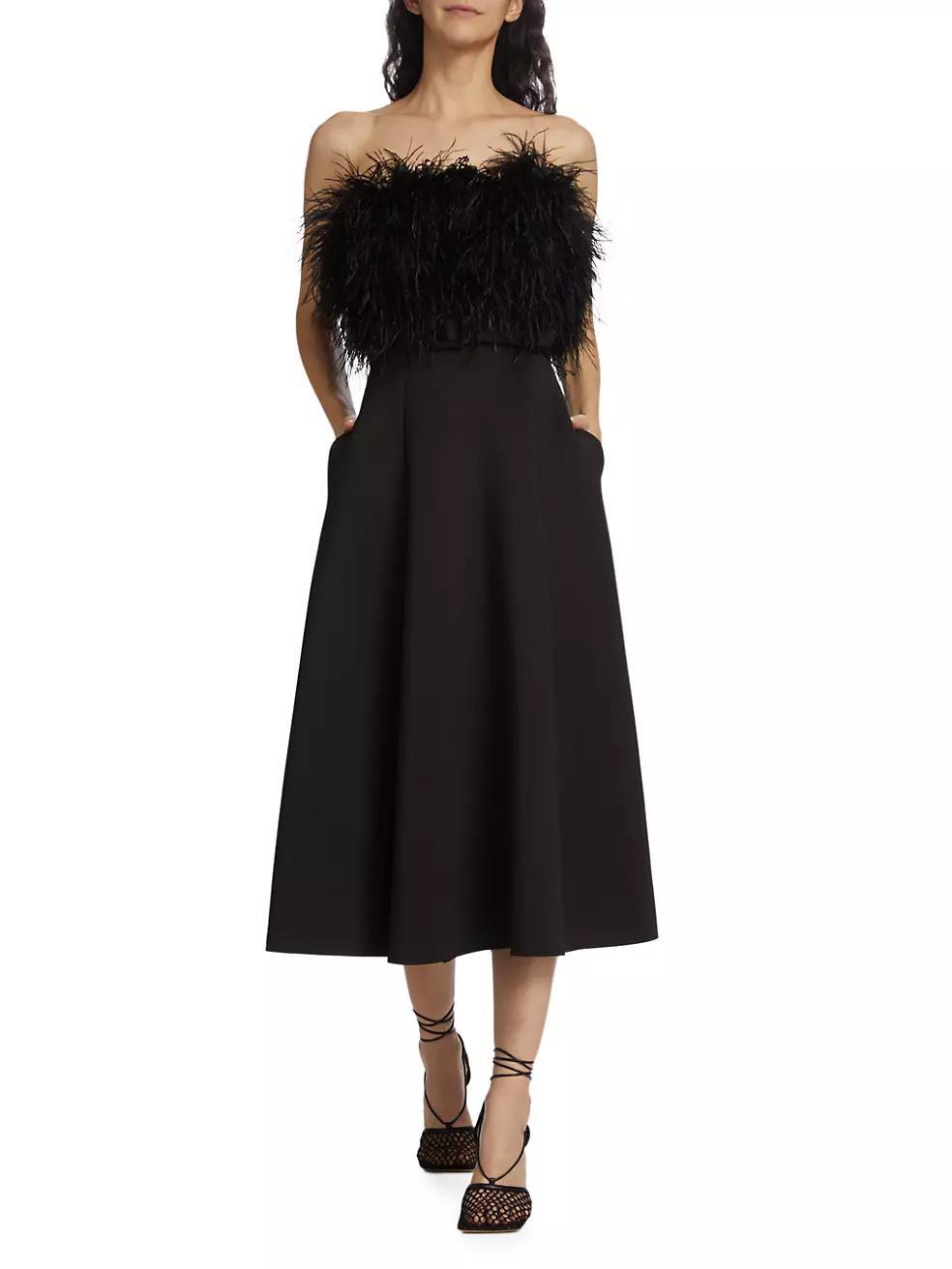 Feathered Belted Midi-Dress Product Image