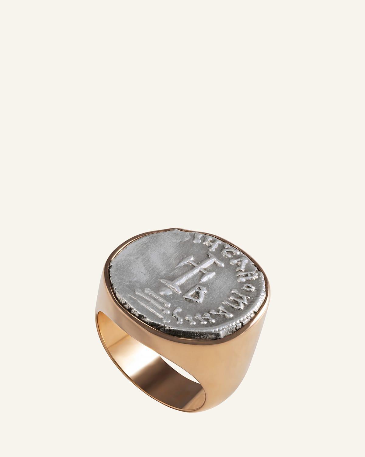 Mens 18K Rose Gold Authentic Constans II Coin Ring Product Image