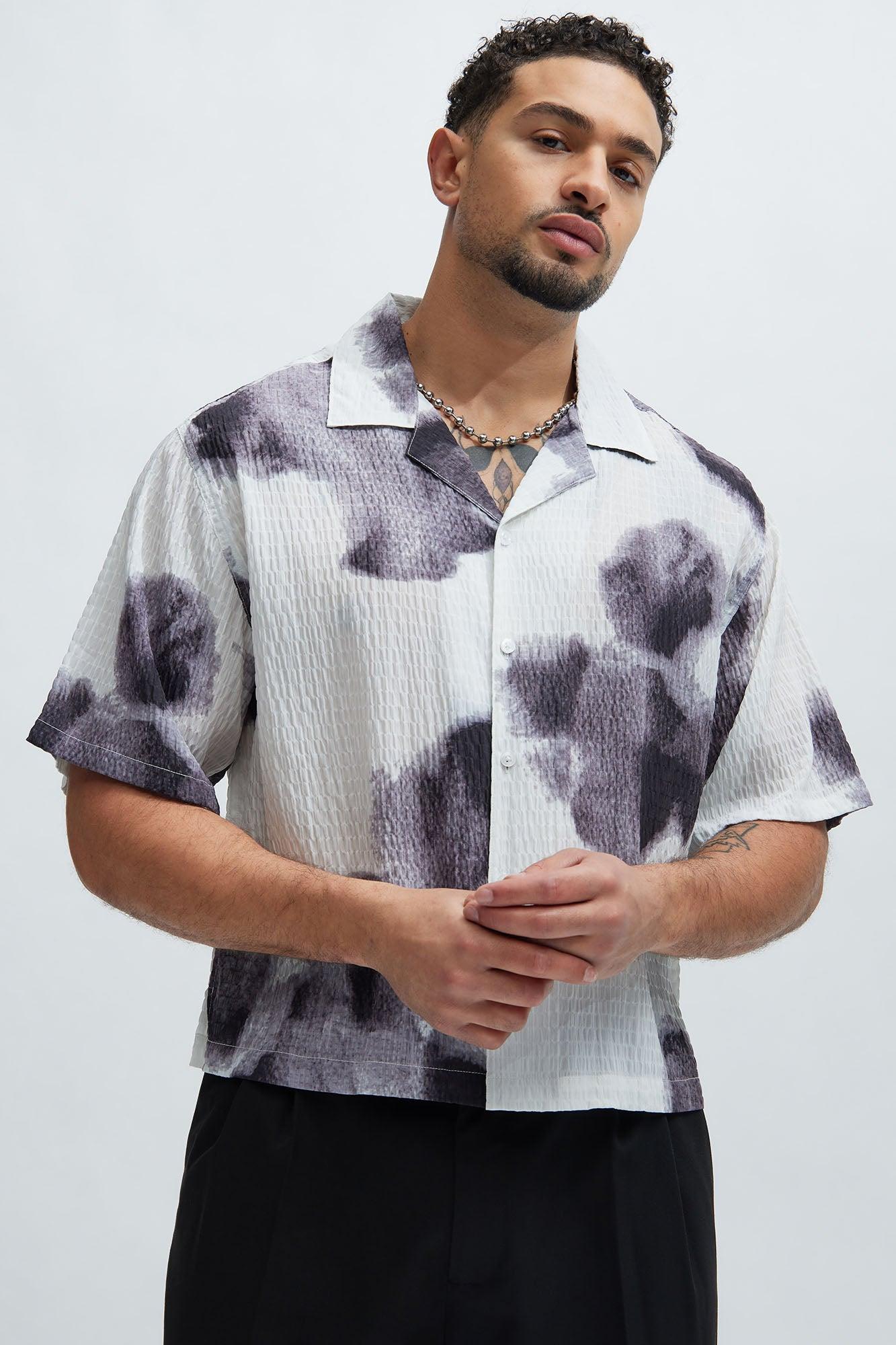 In The Smoke Button Up Shirt - White/combo Product Image