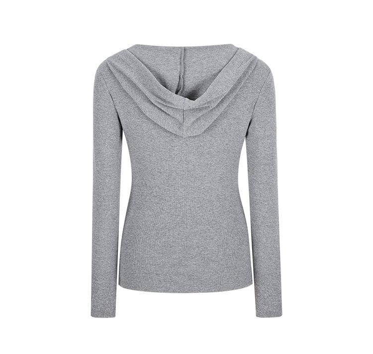 Long-Sleeve V-Neck Plain Top Product Image