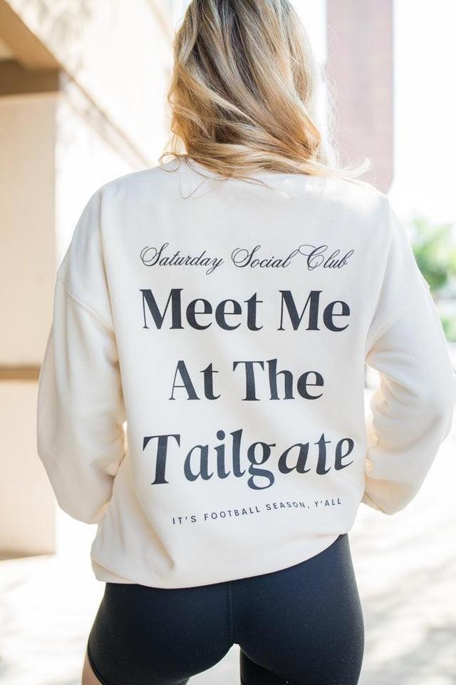 Meet Me At The Tailgate Black Ivory Comfort Colors Graphic Sweatshirt Product Image