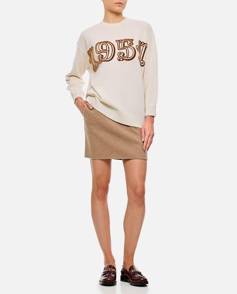 MAX MARA High-waisted Mini Skirt Side Pockets In Beige Product Image