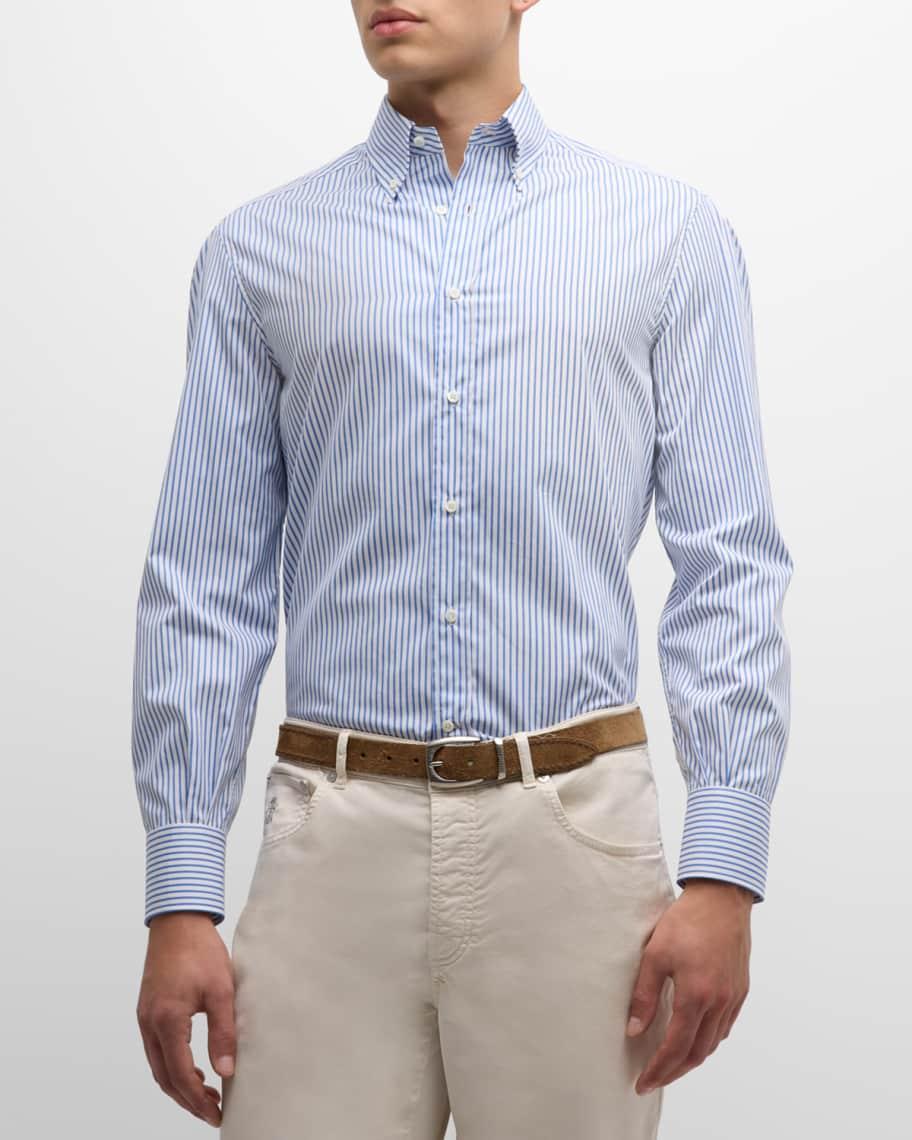 Mens Cotton Poplin Stripe Dress Shirt Product Image