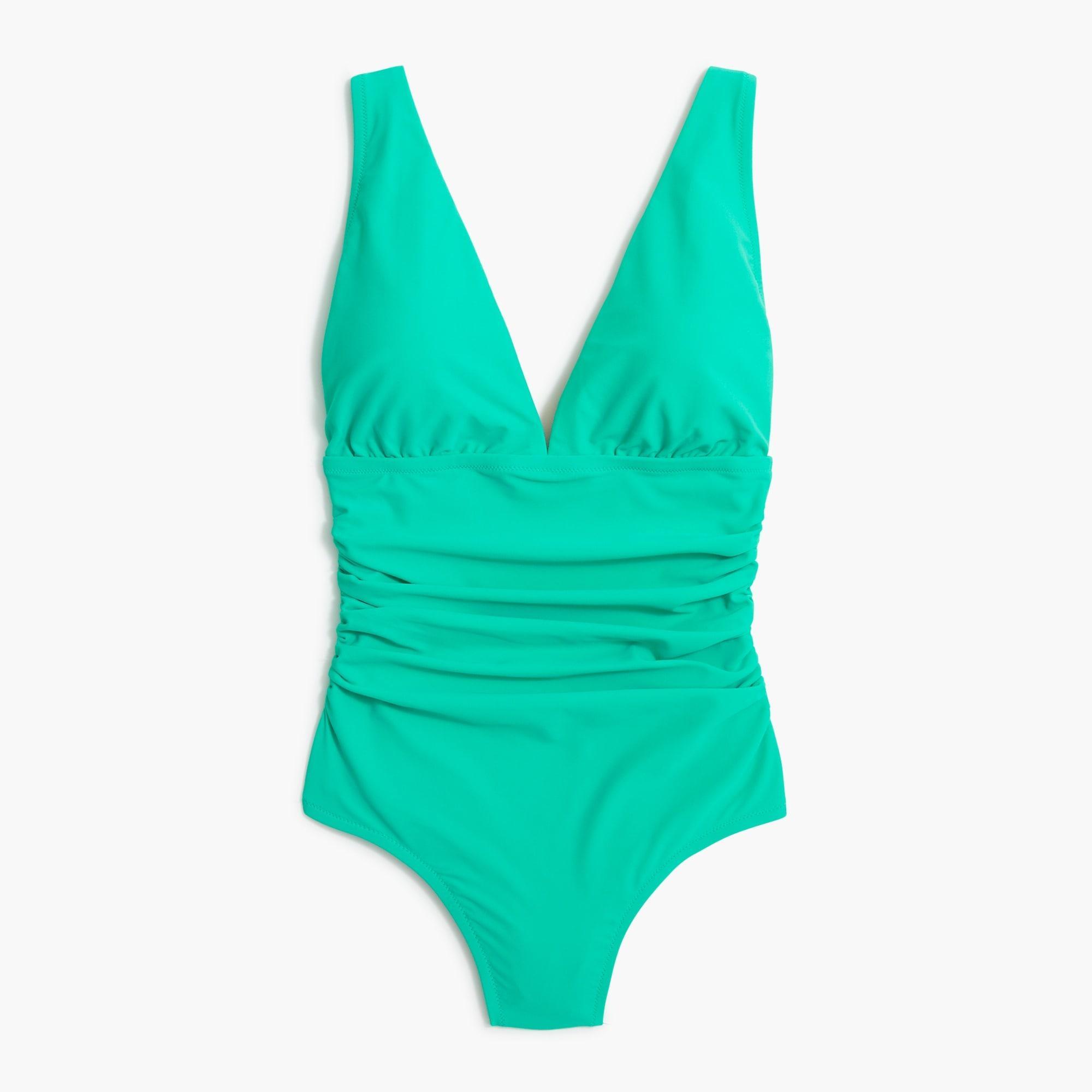 V-neck ruched one-piece swimsuit Product Image