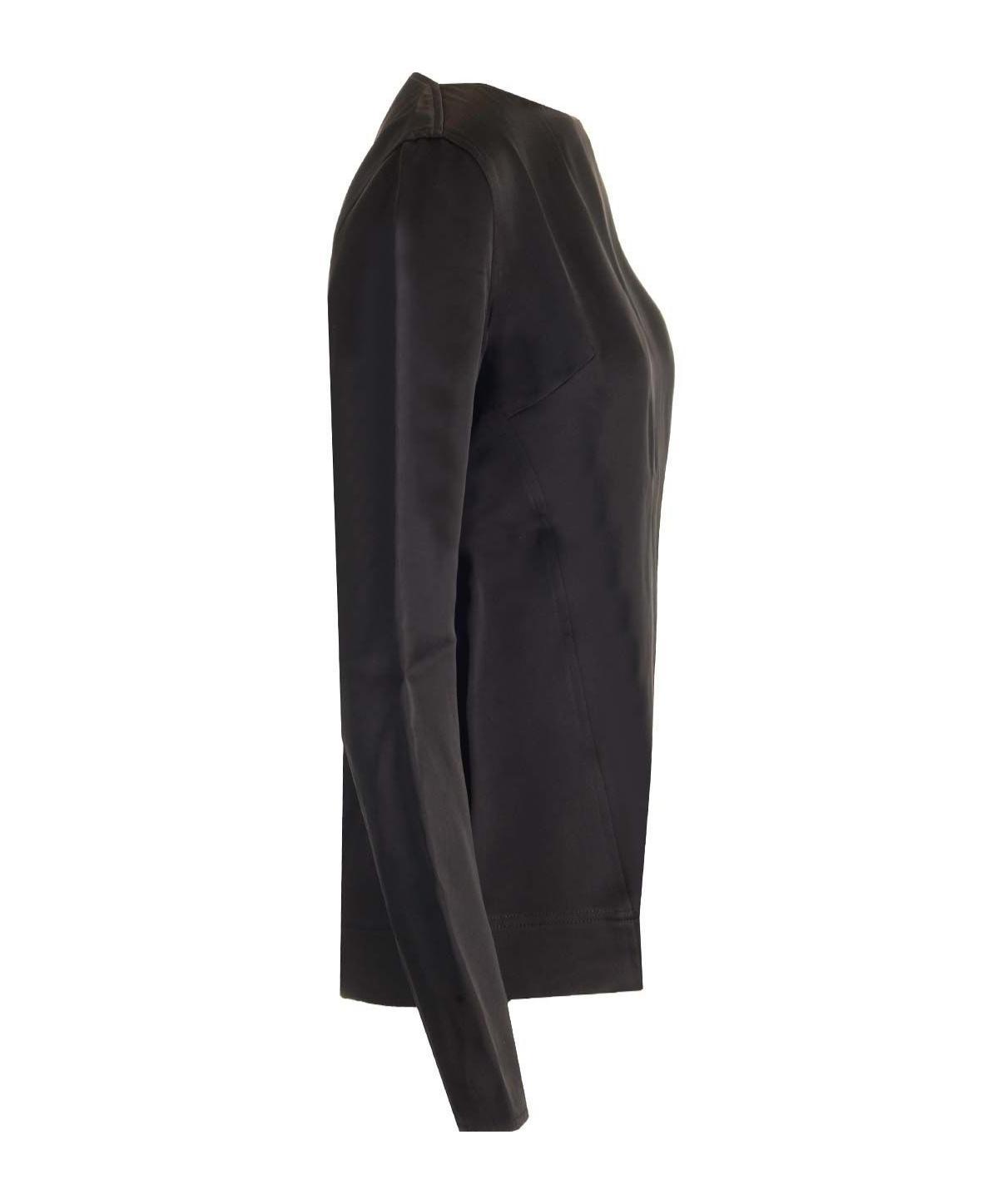 TOTÊME Satin Long-sleeves Top In Black Product Image