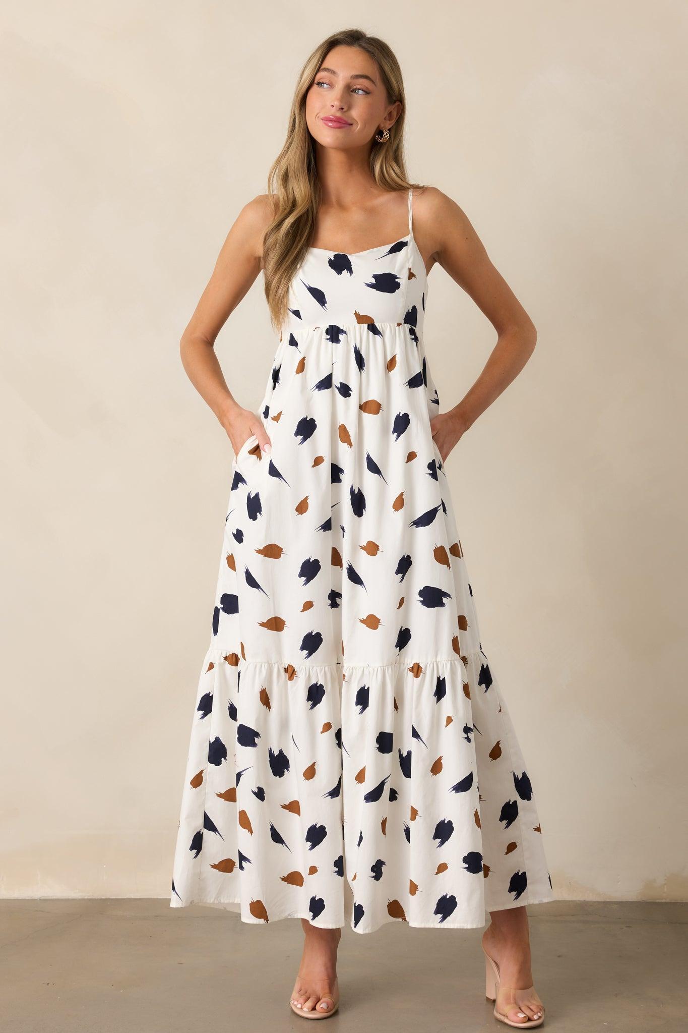 Call The Shots 100% Cotton Ivory Maxi Dress Product Image