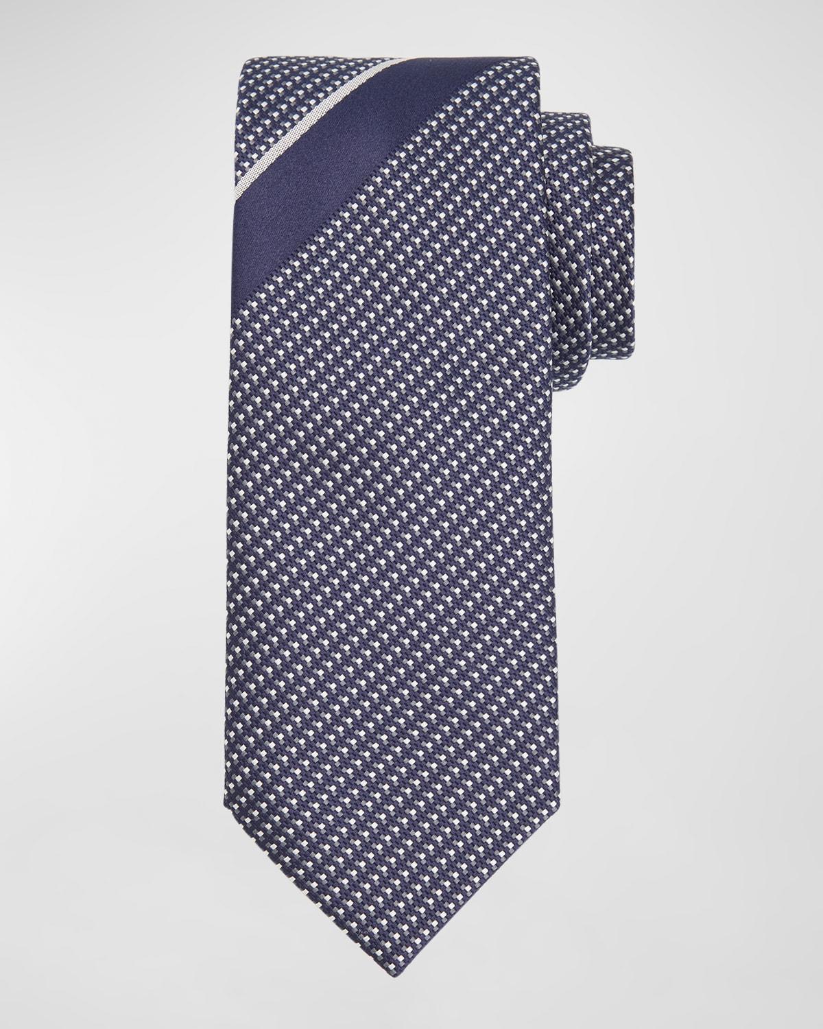 Men's Placed Stripe Silk Tie Product Image