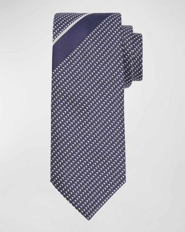 Mens Placed Stripe Silk Tie Product Image