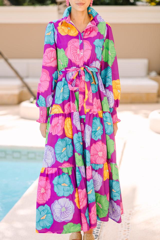 Hear You Out Purple Floral Maxi Dress Female Product Image