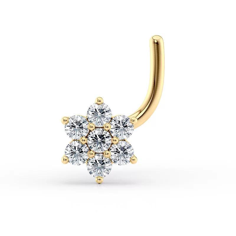 Lila Moon 14k Gold Cubic Zirconia Curved Flower Nose Stud, Womens Product Image