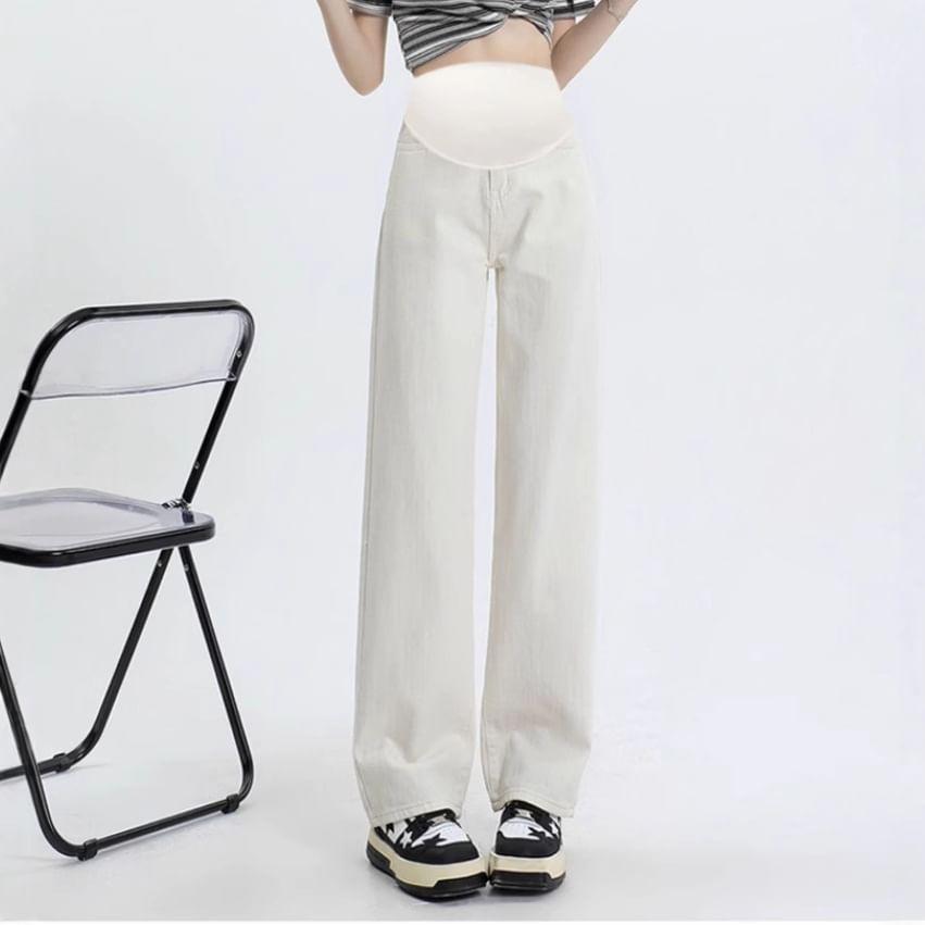 Maternity Plain Wide Leg Pants Product Image