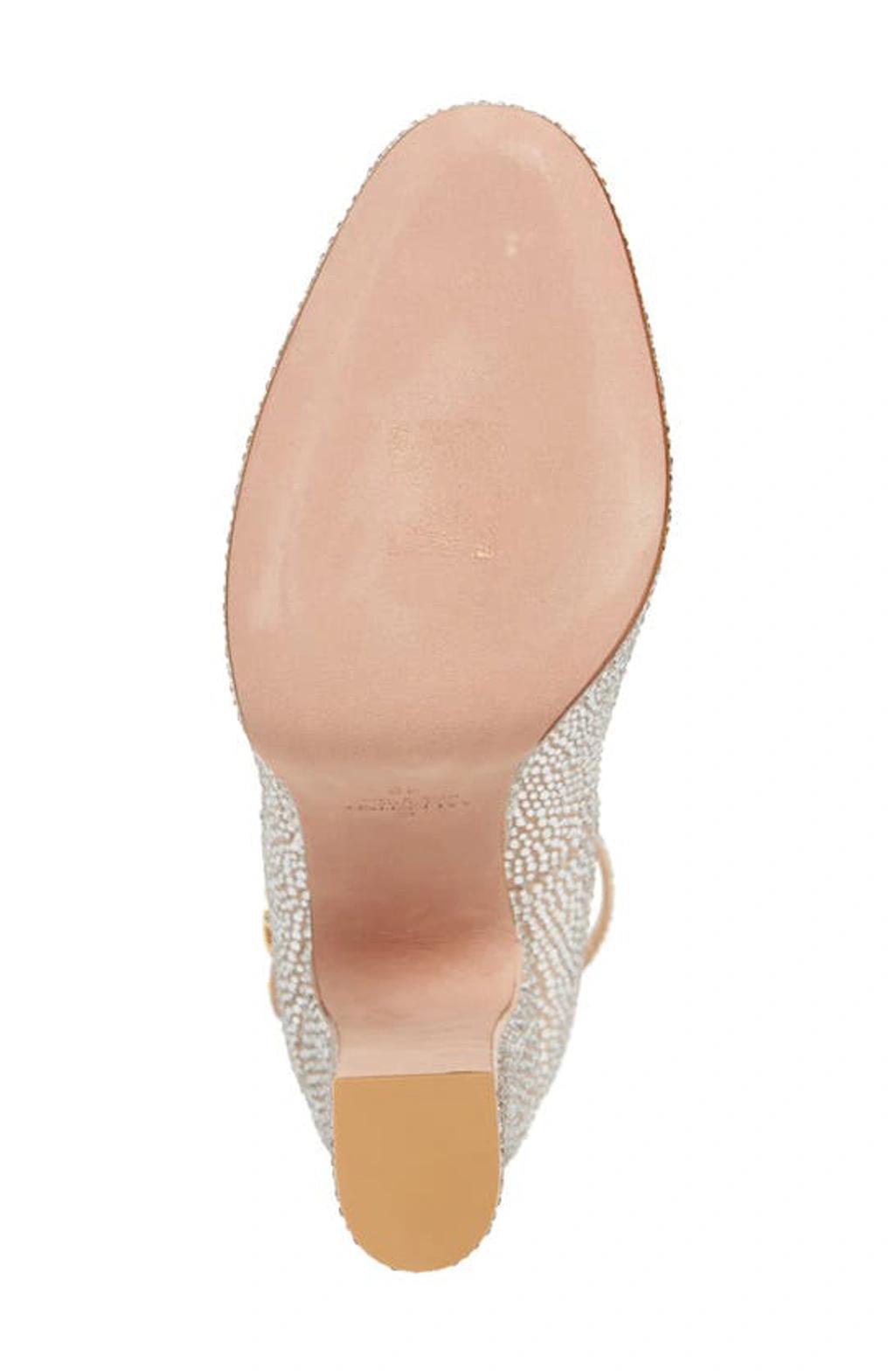 Crystal-embellished Leather Platform Pumps In Crystal Rose Product Image