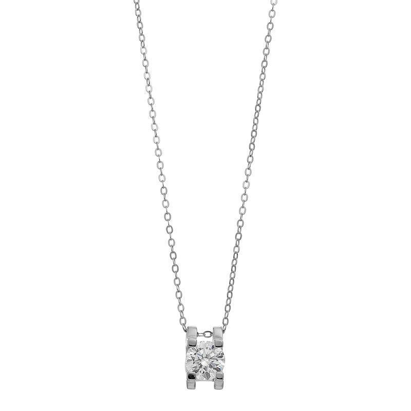 Stella Valentino Sterling Silver 1 Carat T.W. Lab-Created Moissanite Slide Pendant Necklace, Womens Product Image