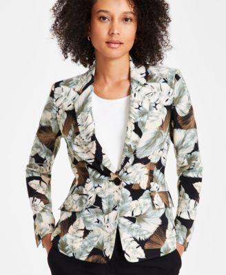 Women's Leaf-Print One-Button Blazer Product Image