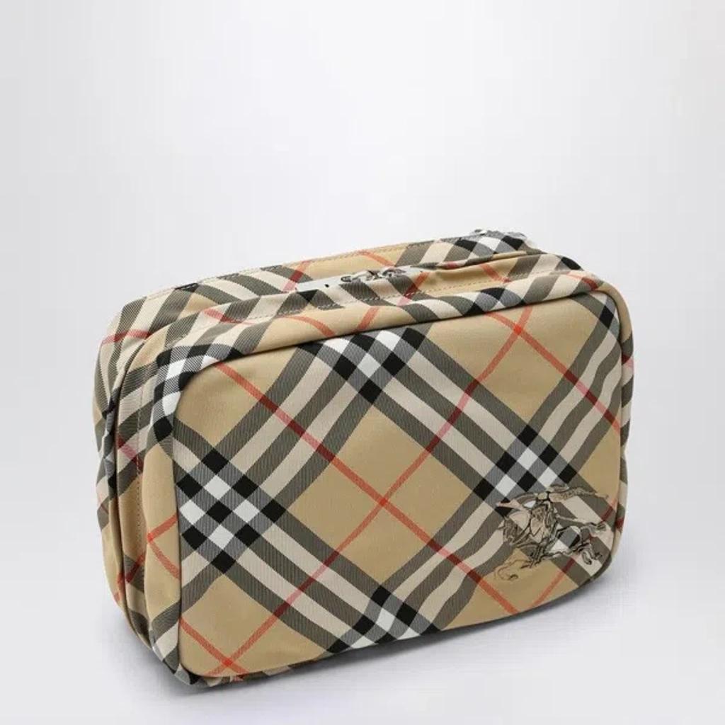 Check Travel Pouch In Beige Product Image