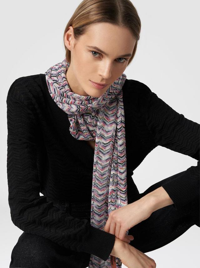 Scarf in viscose and cotton with zigzag pattern Multicoloured | Missoni Product Image