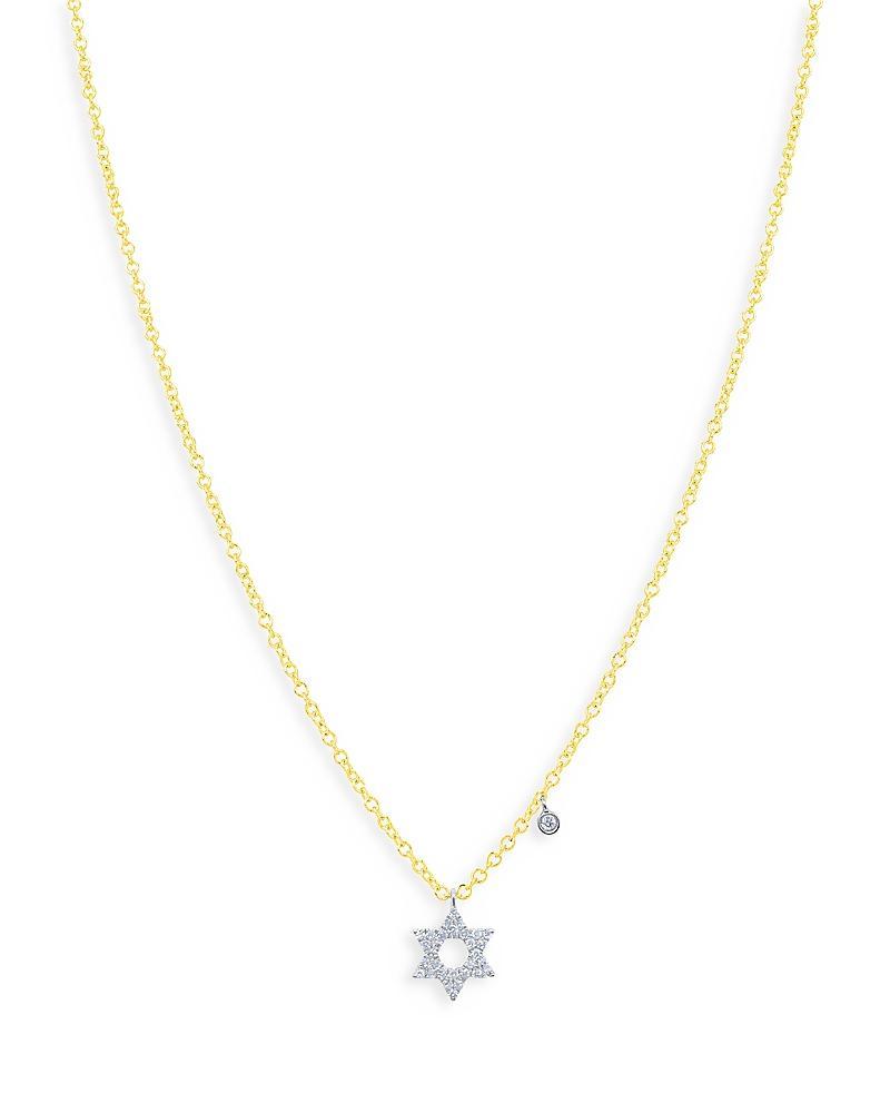 Womens 14K Yellow Gold & Diamond Star Of David Necklace Product Image