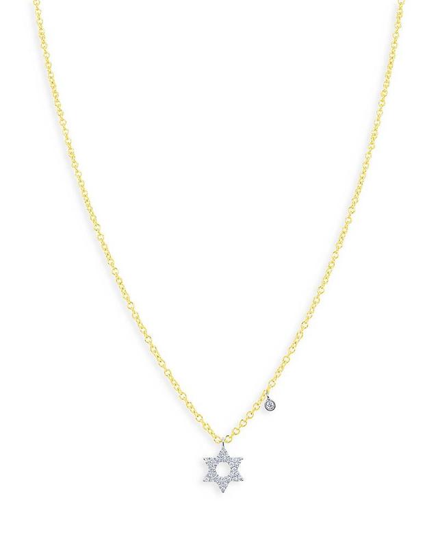 Womens 14K Yellow Gold & Diamond Star Of David Necklace Product Image