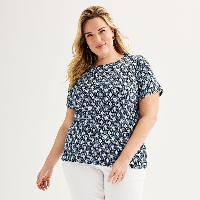 Plus Size Croft & Barrow Essential Crewneck Tee, Womens Product Image