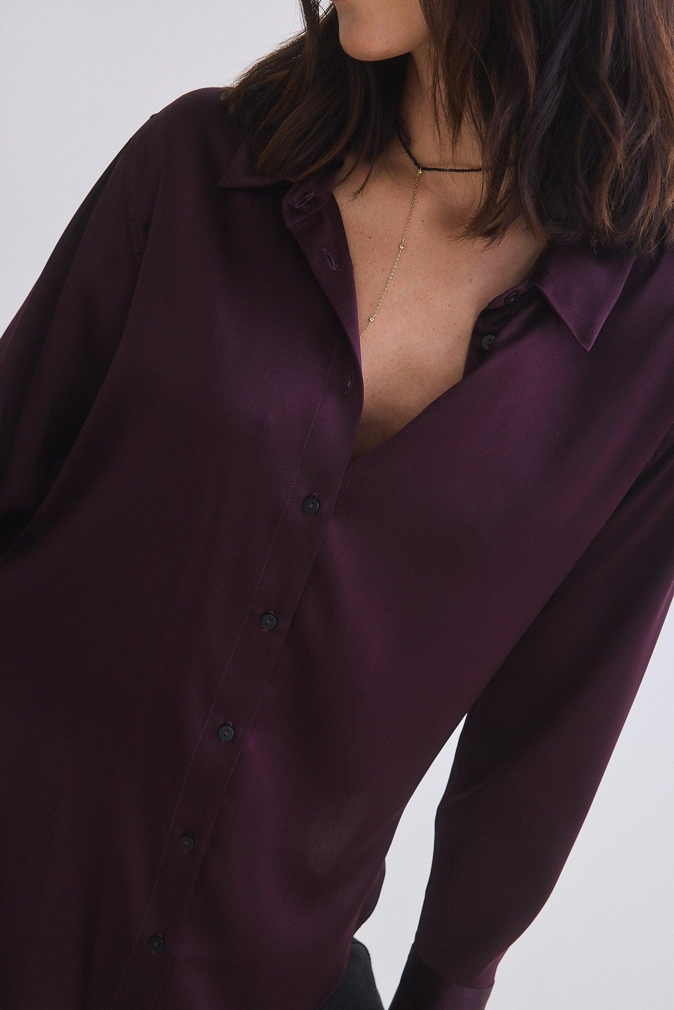 Shift Your Gaze Silk Button Down Blouse Product Image