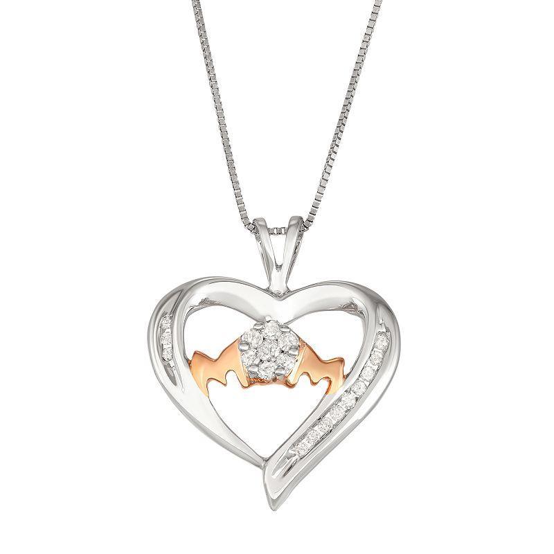 Sterling Silver 1/5 Carat T.W. Diamond Mom Heart Pendant Necklace, Womens Product Image