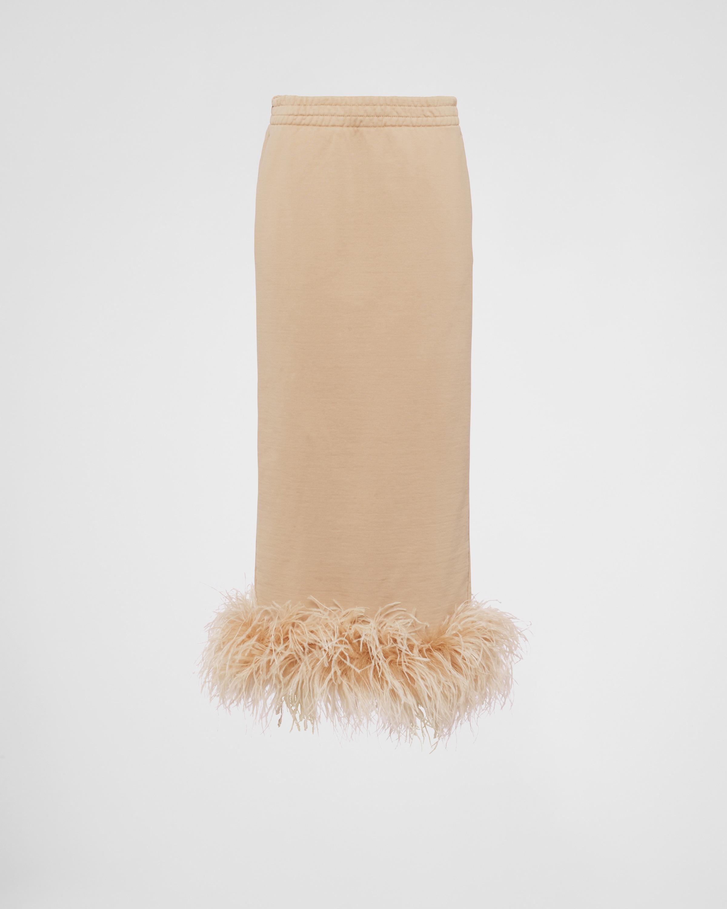 Cotton fleece skirt with feather trim Product Image