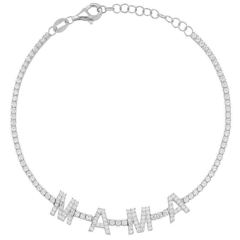 Sunkissed Sterling Cubic Zirconia MAMA Tennis Bracelet, Womens Silver Tone Product Image