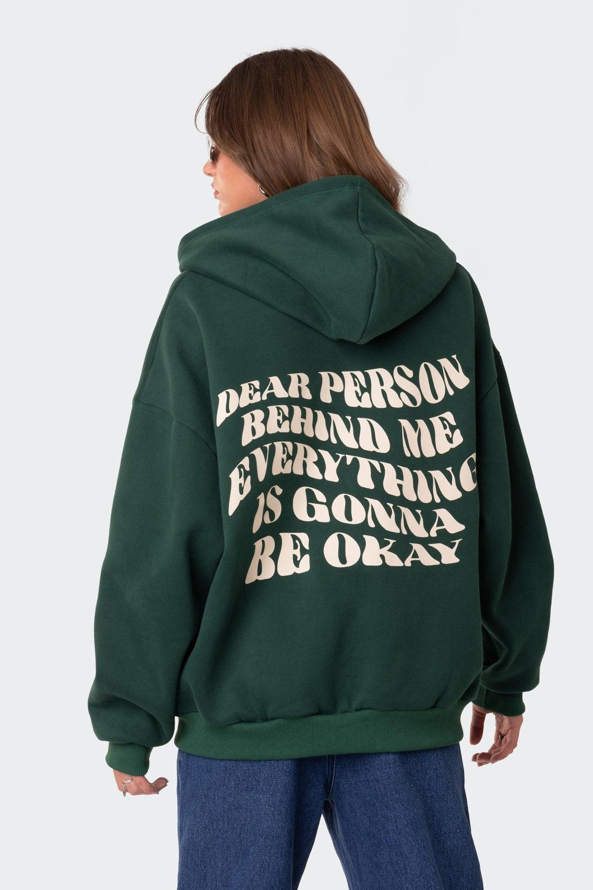 Everything'S Ok Zip Up Oversized Hoodie Product Image