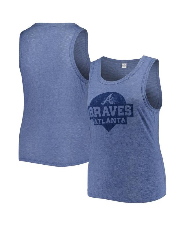 Womens Soft as a Grape Atlanta Braves Plus Size High Neck Tri-Blend Tank Top Blue Product Image