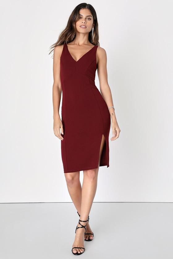 Iconic Moment Plum Purple Bodycon Midi Dress Product Image