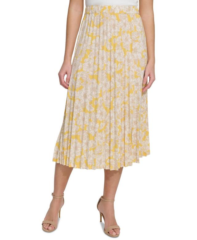 Tommy Hilfiger Womens Floral-Print Pull-On Midi Skirt Product Image