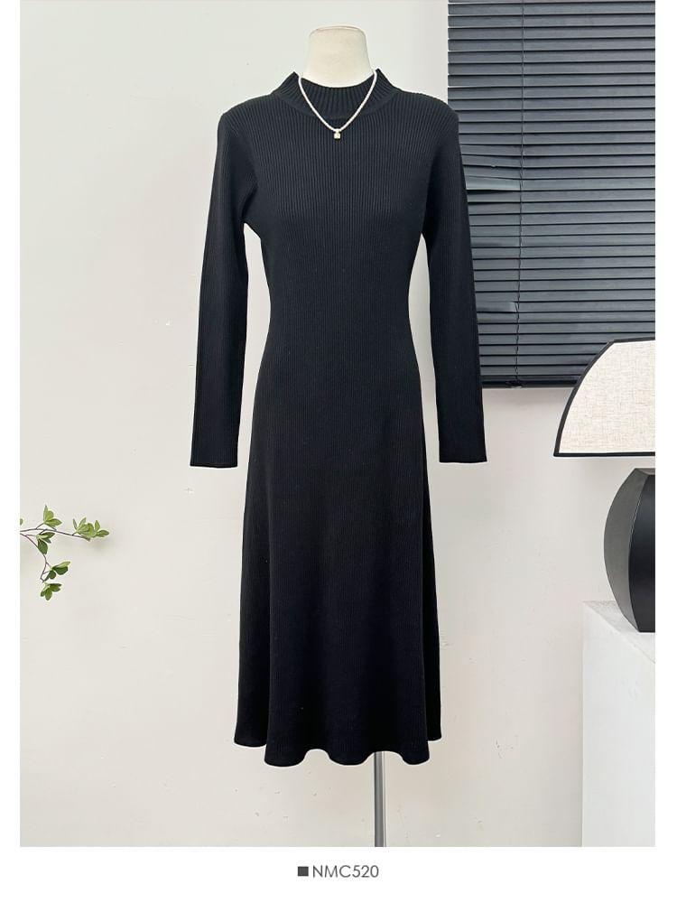 Mock-Neck Ribbed-Knit Dress Product Image