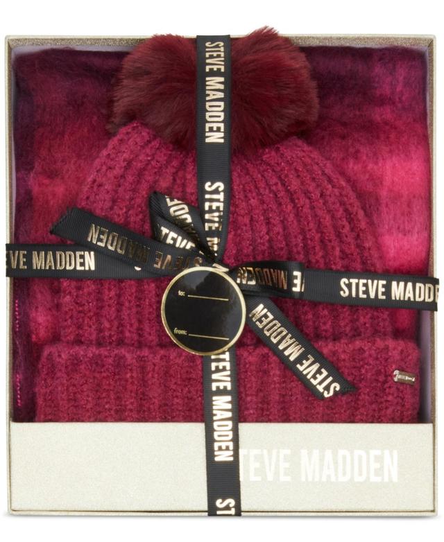 Steve Madden Womens 2-Pc. Pom Beanie & Scarf Set Product Image