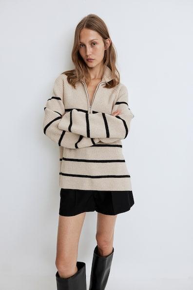 Rib-knit Half-zip Sweater Product Image