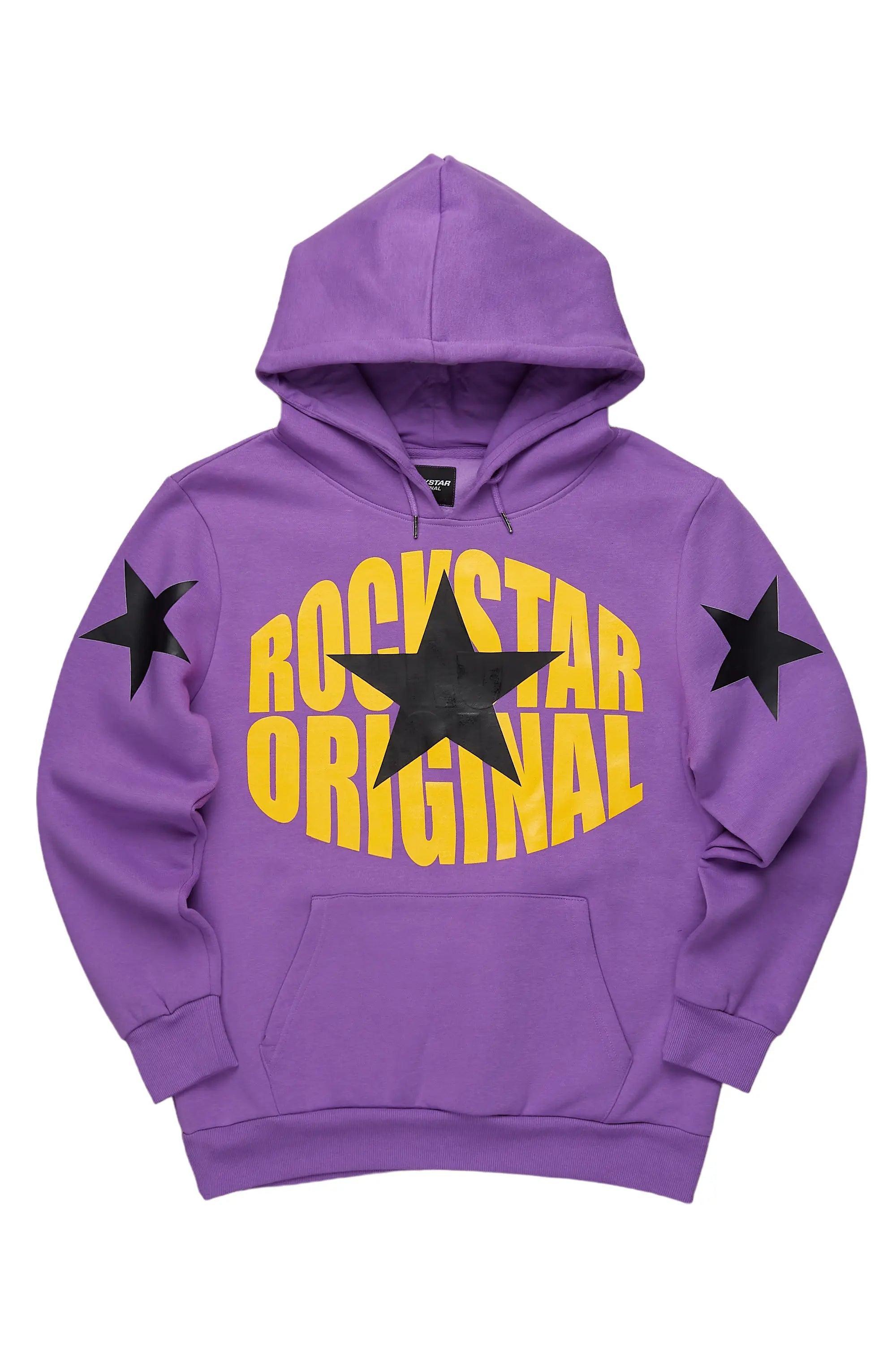 Hachi Purple/Yellow Graphic Hoodie Male Product Image