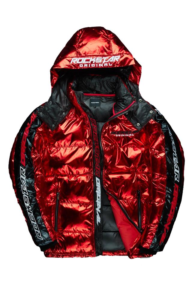 Metallic Red Alasia Puffer Jacket Male Product Image