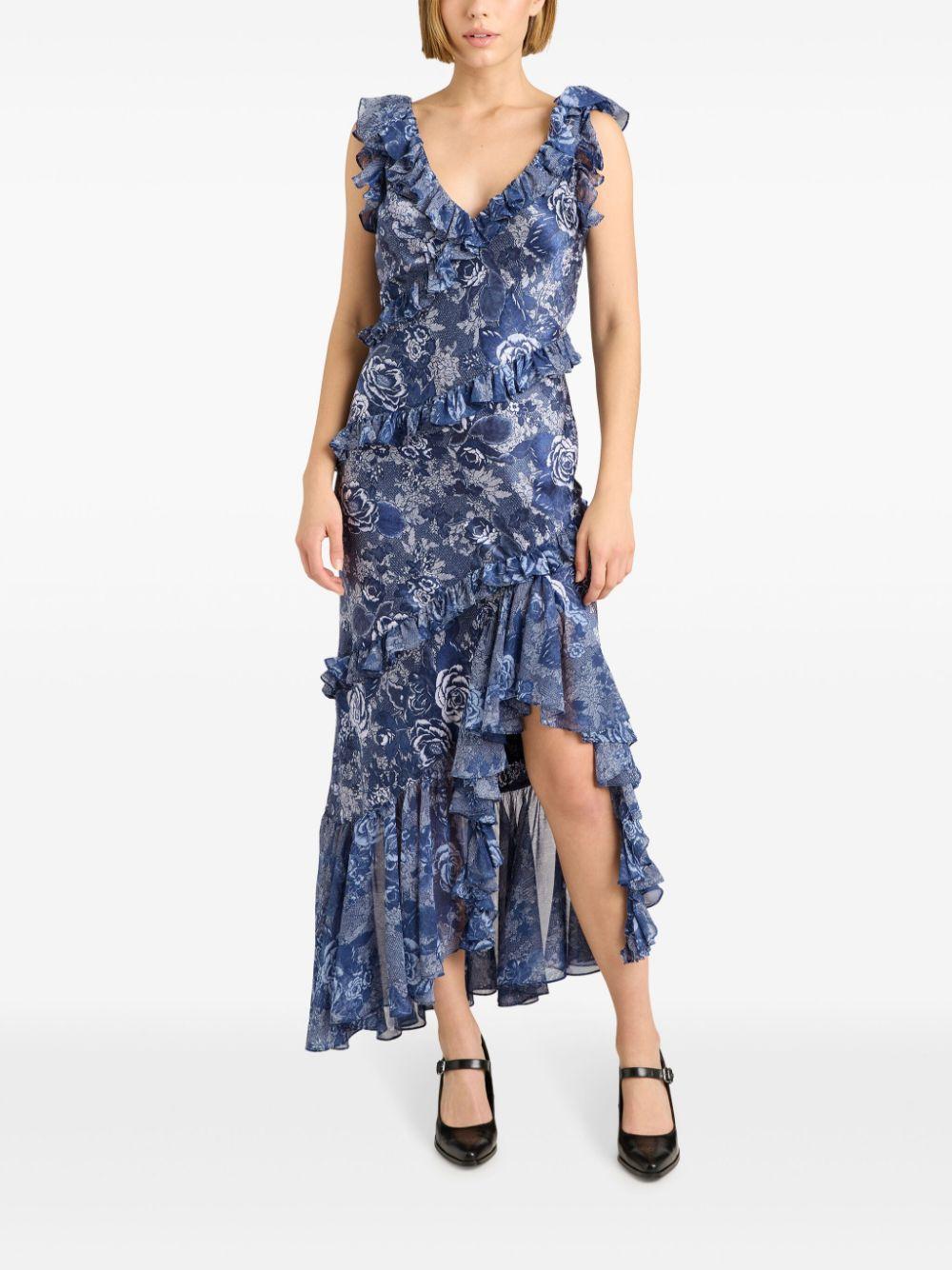 Cinq A Sept Indigo Floral Maxi Dress In Indigo Multi Product Image