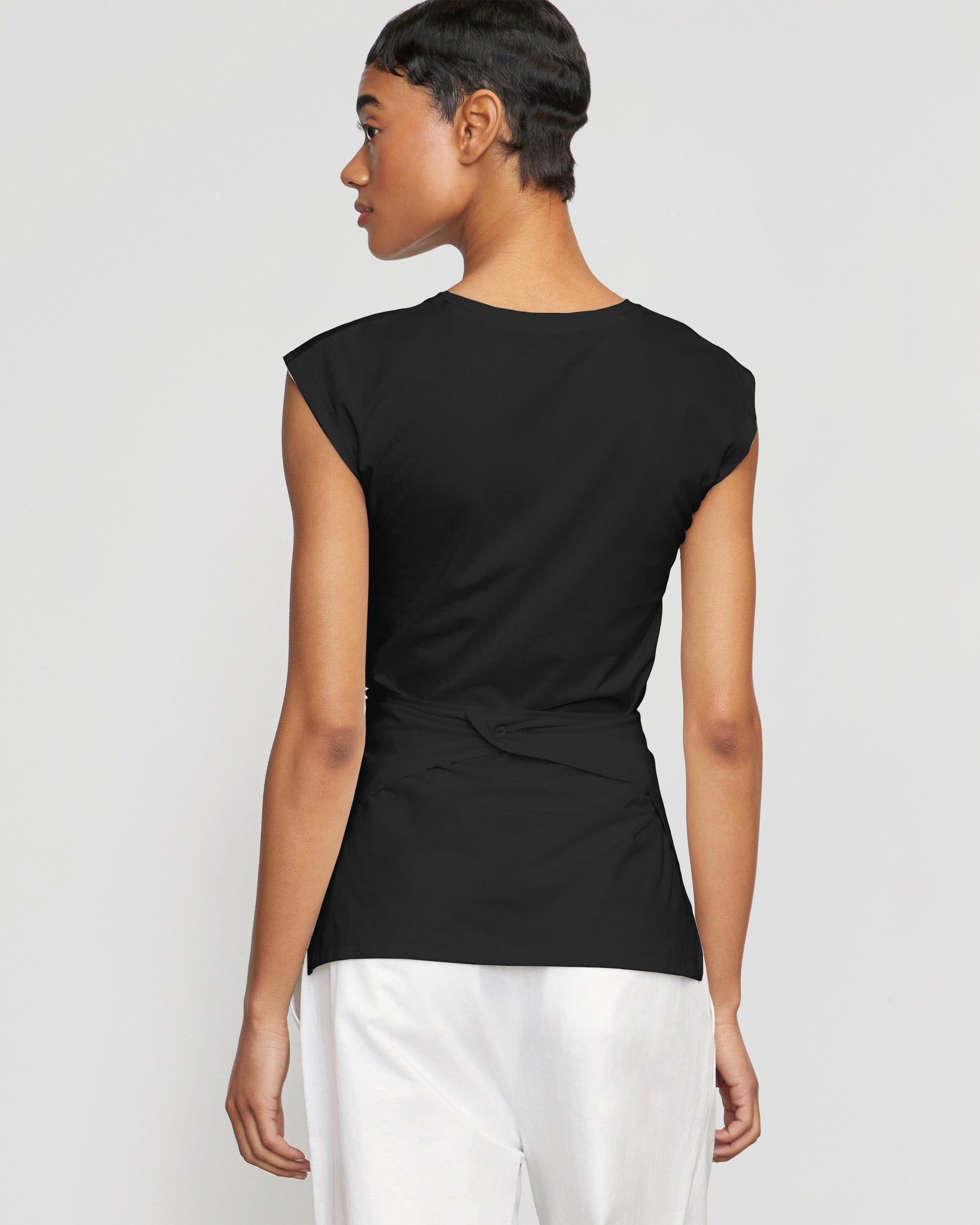 Janae Sleeveless Wrap Jersey Tee Product Image